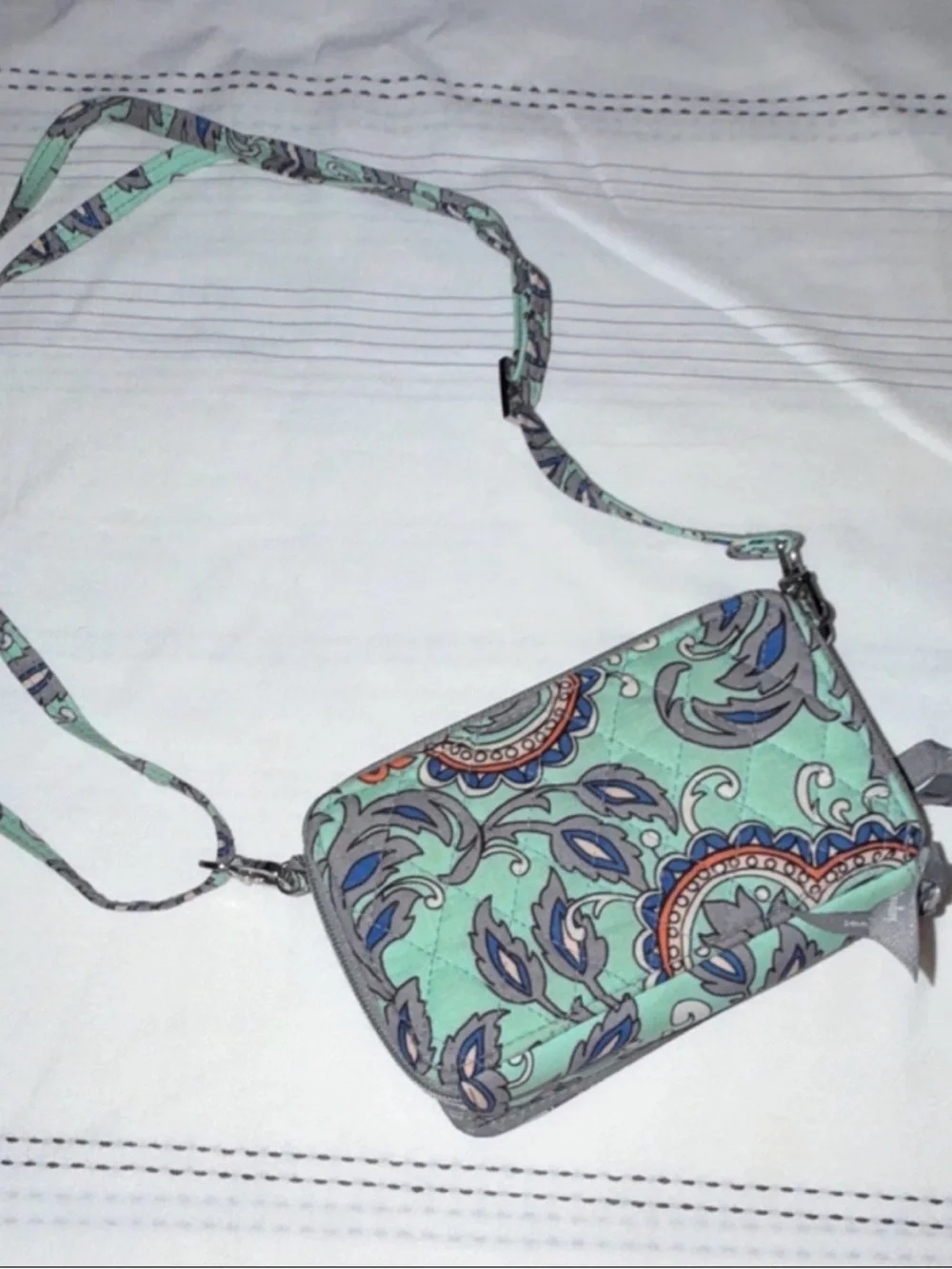 Vera Bradley Mint Floral Crossbody Bag with Adjustable Strap